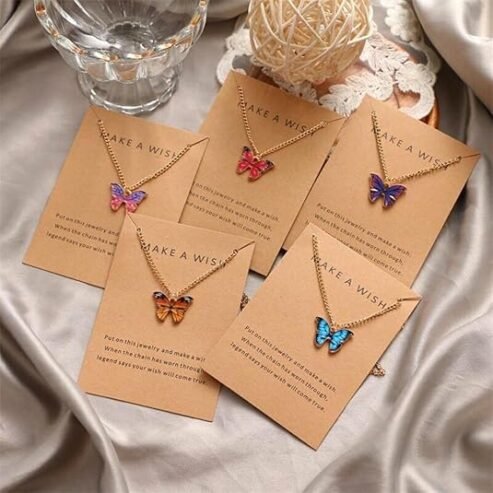 Shining Diva Fashion 5-6 Pcs Latest Stylish Butterfly Jewellery Necklace Set for Women Pendant Necklace Gifts for Girls