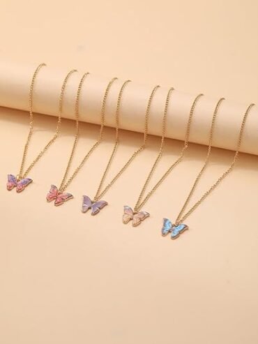 Shining Diva Fashion 5-6 Pcs Latest Stylish Butterfly Jewellery Necklace Set for Women Pendant Necklace Gifts for Girls