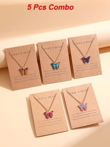 Shining Diva Fashion 5-6 Pcs Latest Stylish Butterfly Jewellery Necklace Set for Women Pendant Necklace Gifts for Girls