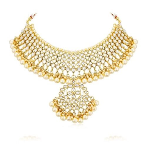 Gold Plated Wedding Jewellery Pearl Choker Necklace Set for Women