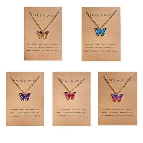 Shining Diva Fashion 5-6 Pcs Latest Stylish Butterfly Jewellery Necklace Set for Women Pendant Necklace Gifts for Girls